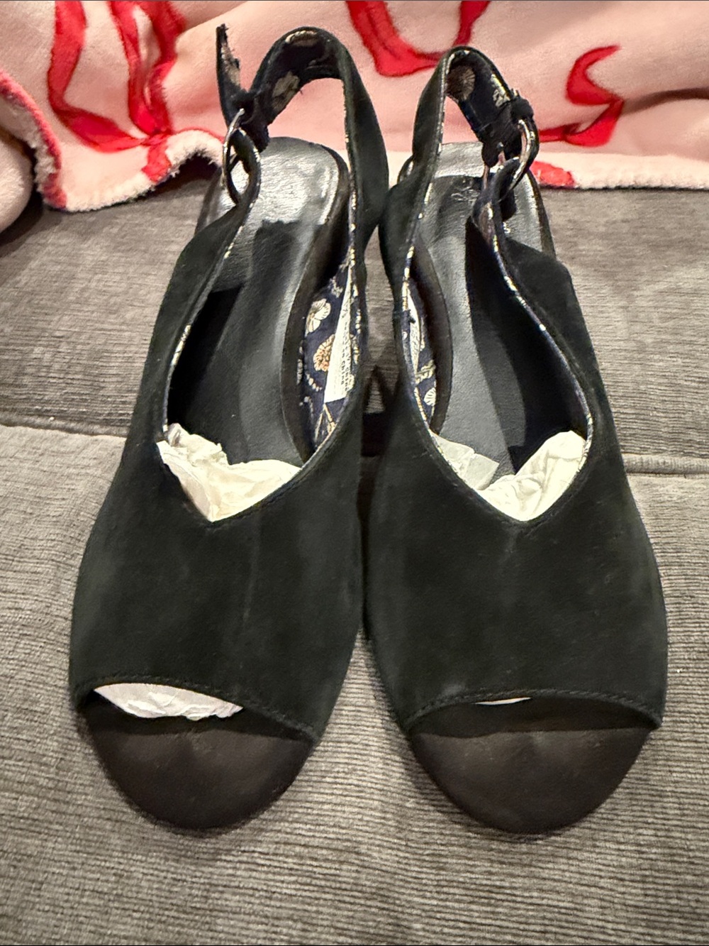 Seychelles Black Suede Peep-Toe Slingback Sandals Size 8.5